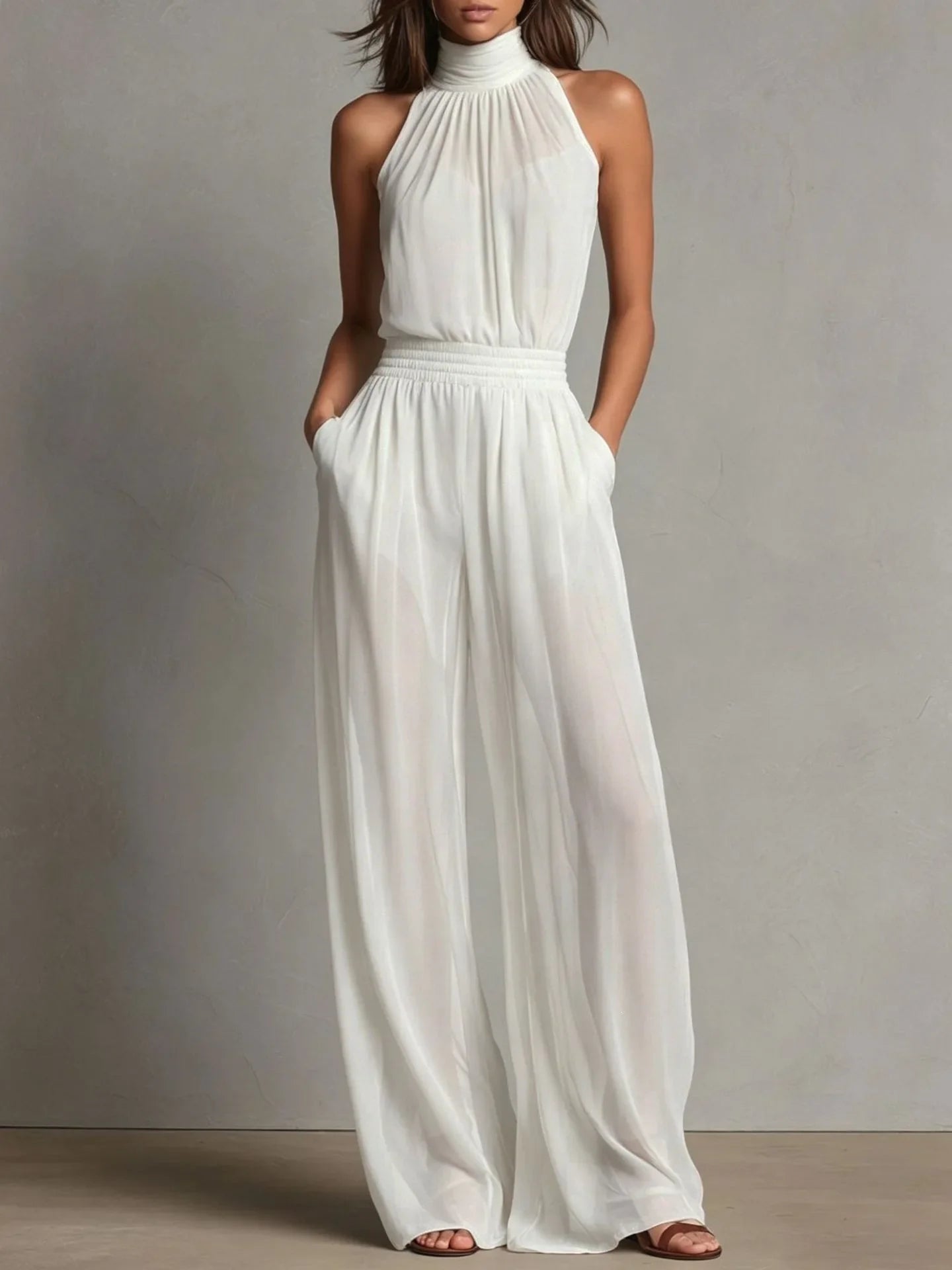 Women's Halter Wide Leg Jumpsuit