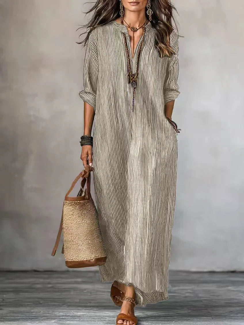 Women's Relaxed V Neck Maxi Dress