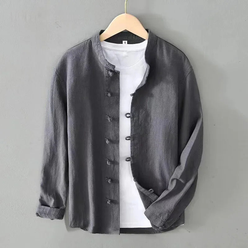 Women's Henley Long Sleeve Linen Shirt