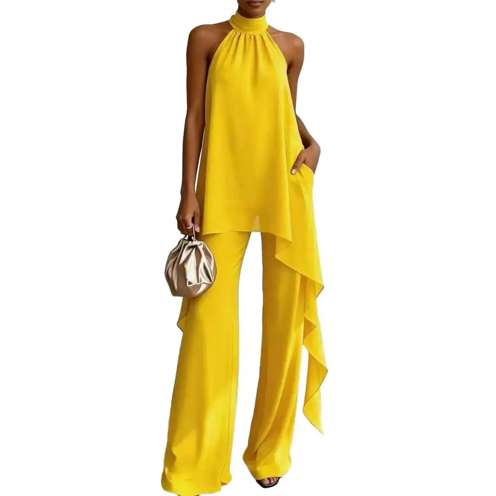 Women's Draped Sleeveless Chiffon Matching Set