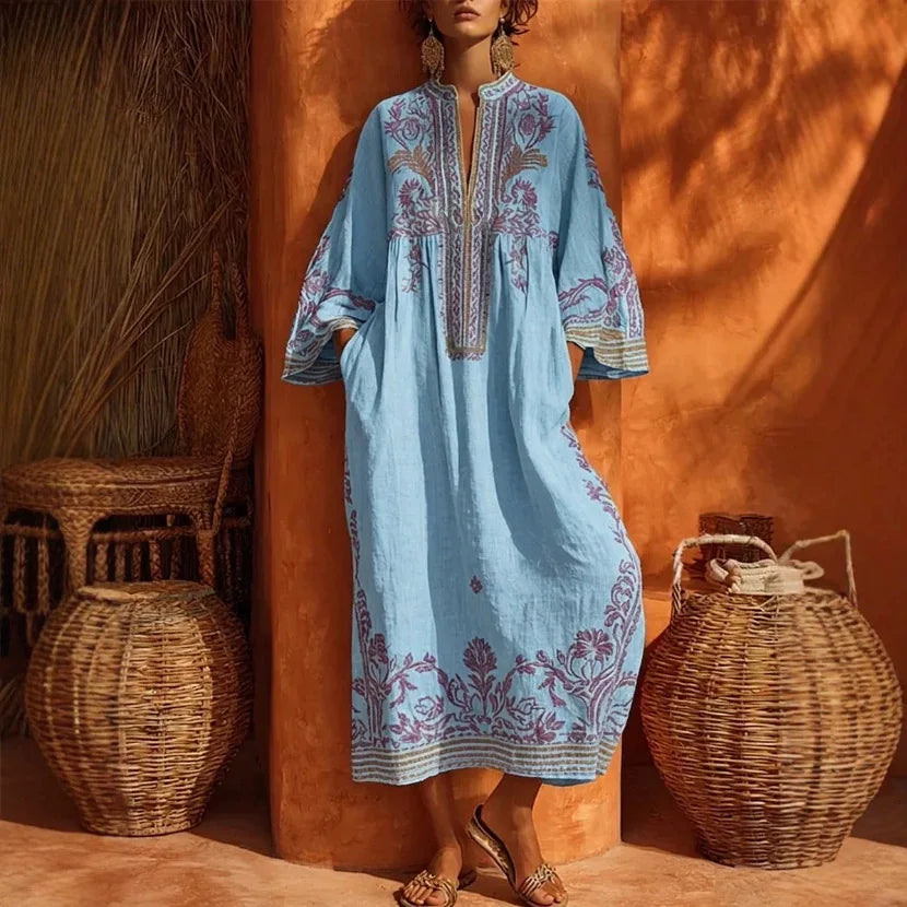 Women's Bohemian Short Sleeve Maxi Dress