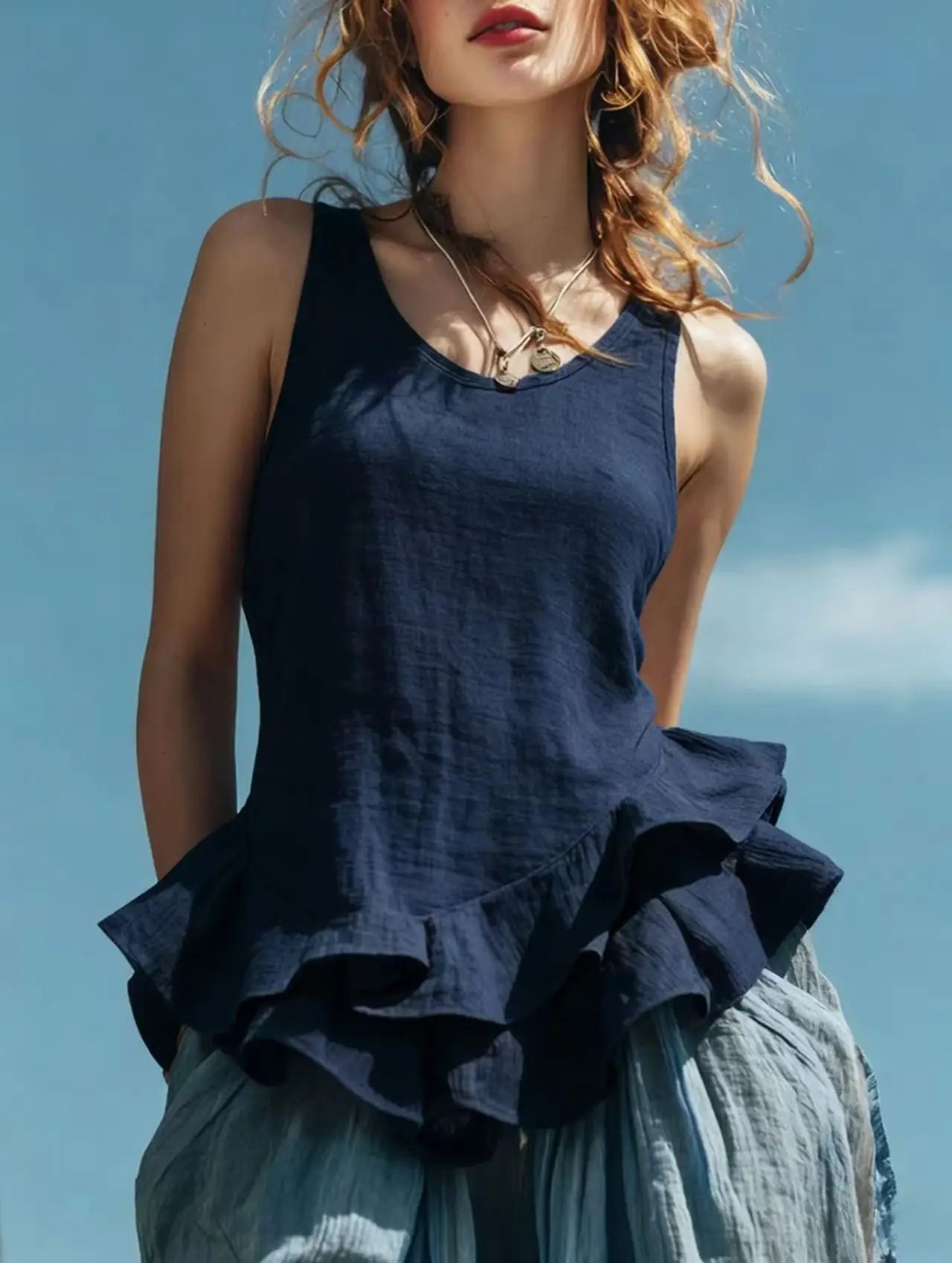 Women's Ruffle Hem Tank Top