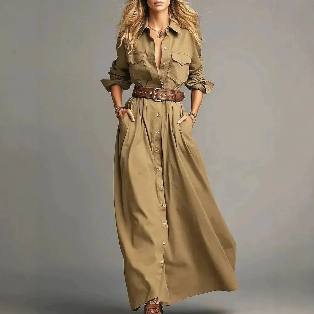 Women's Button Front Maxi Dress