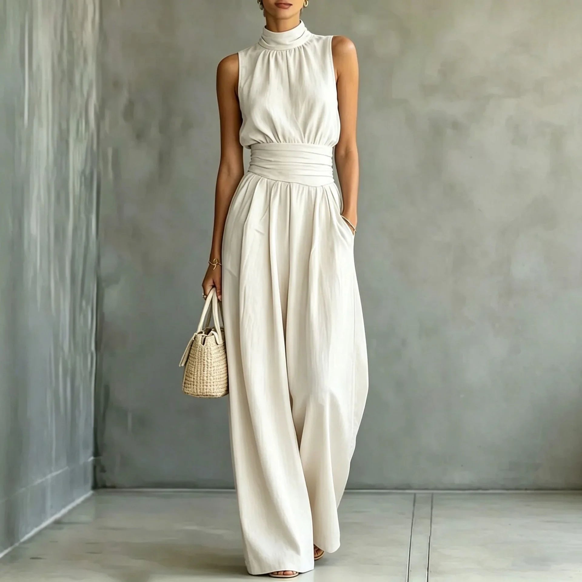 Women's Sleeveless Wide Leg Jumpsuit