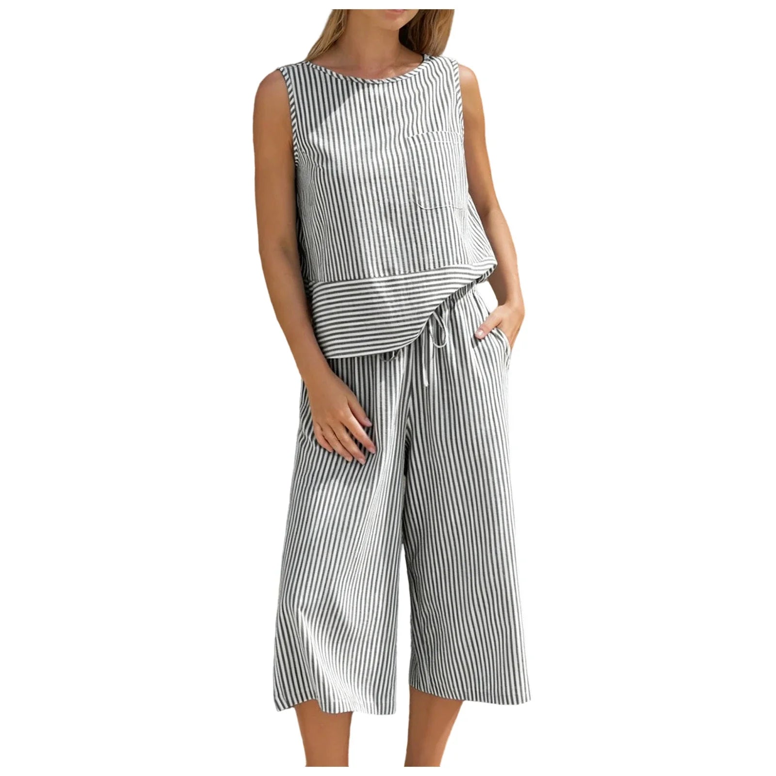 Women's Striped Summer Trouser Set