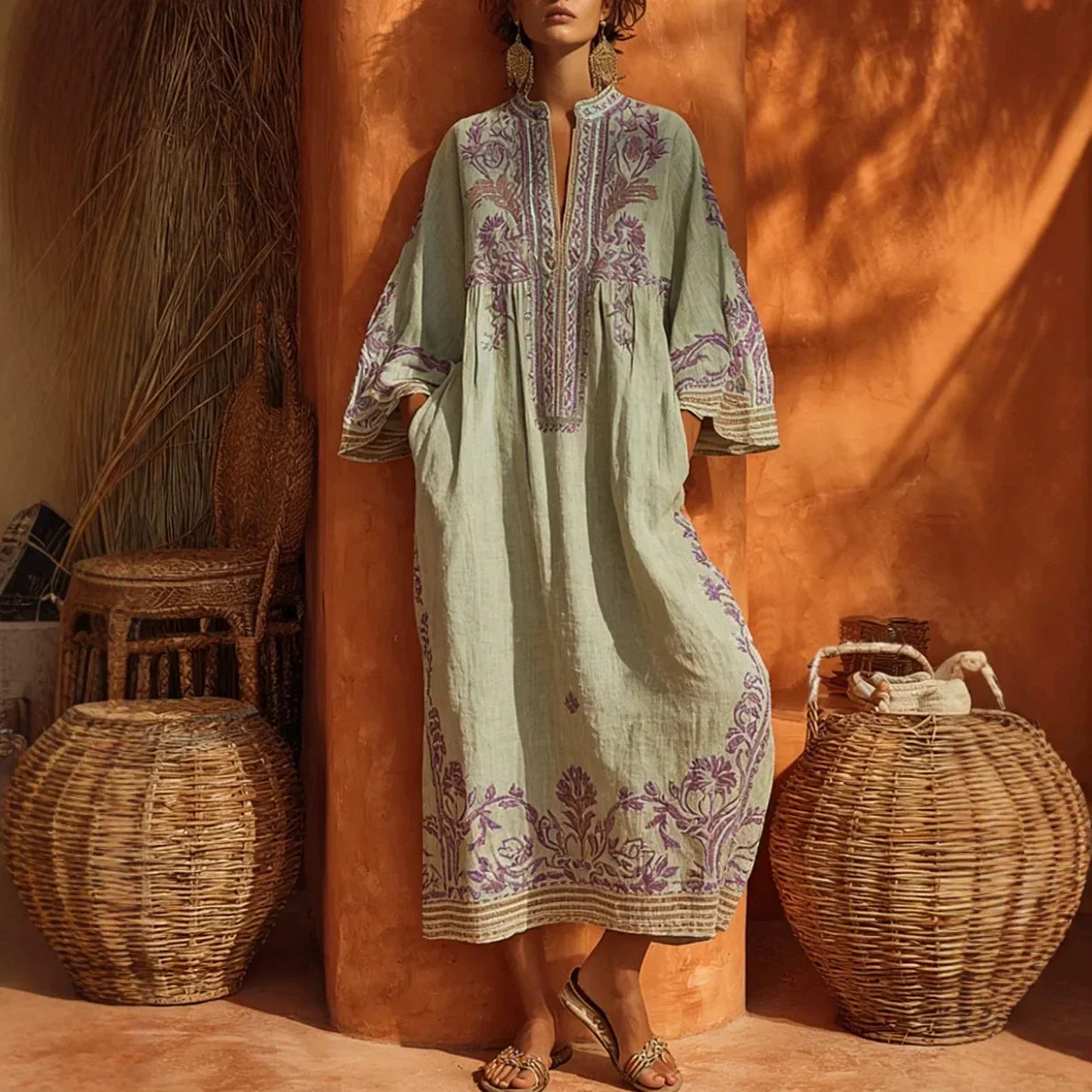 Women's Bohemian Short Sleeve Maxi Dress