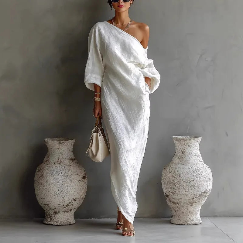 Women's Linen One Shoulder Dress