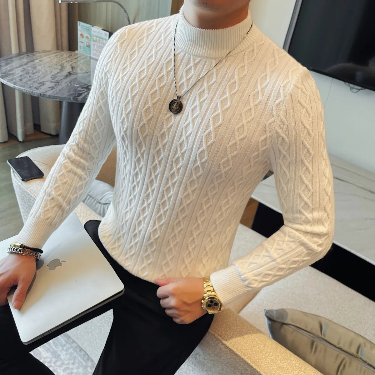 Slim Fit Long-Sleeve Knit Sweater