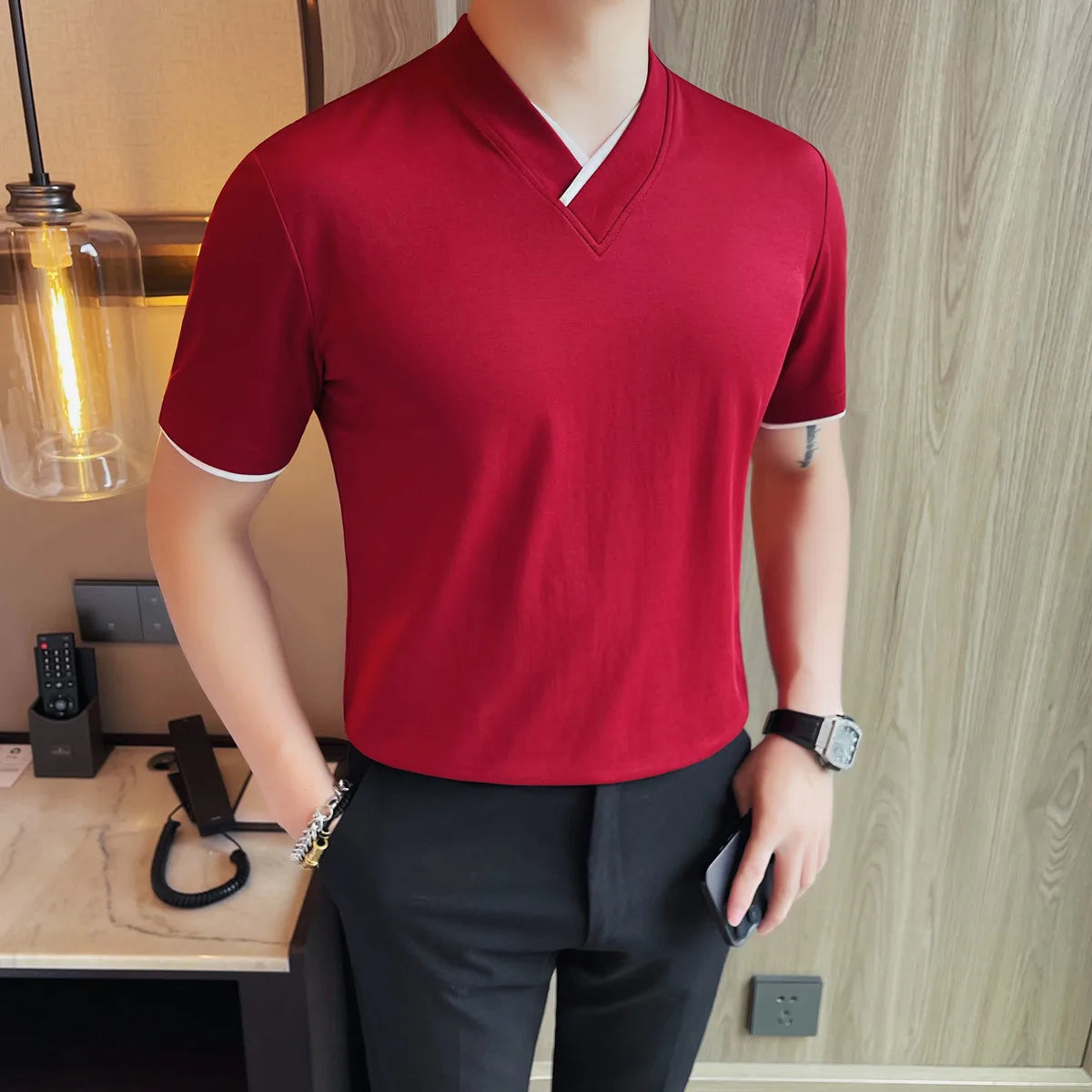 Slim Fit Short-Sleeve V-Neck T-Shirt