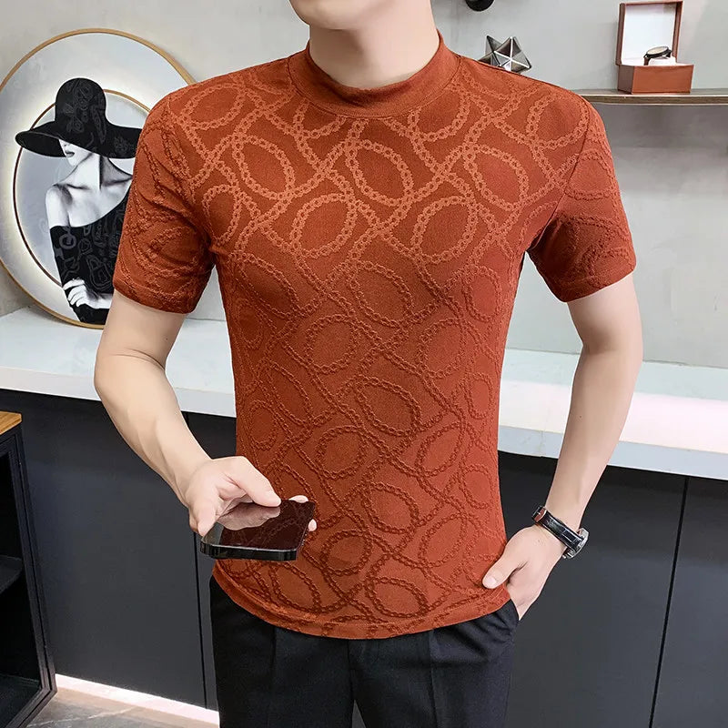 Slim Fit Short-Sleeve Knit Sweater