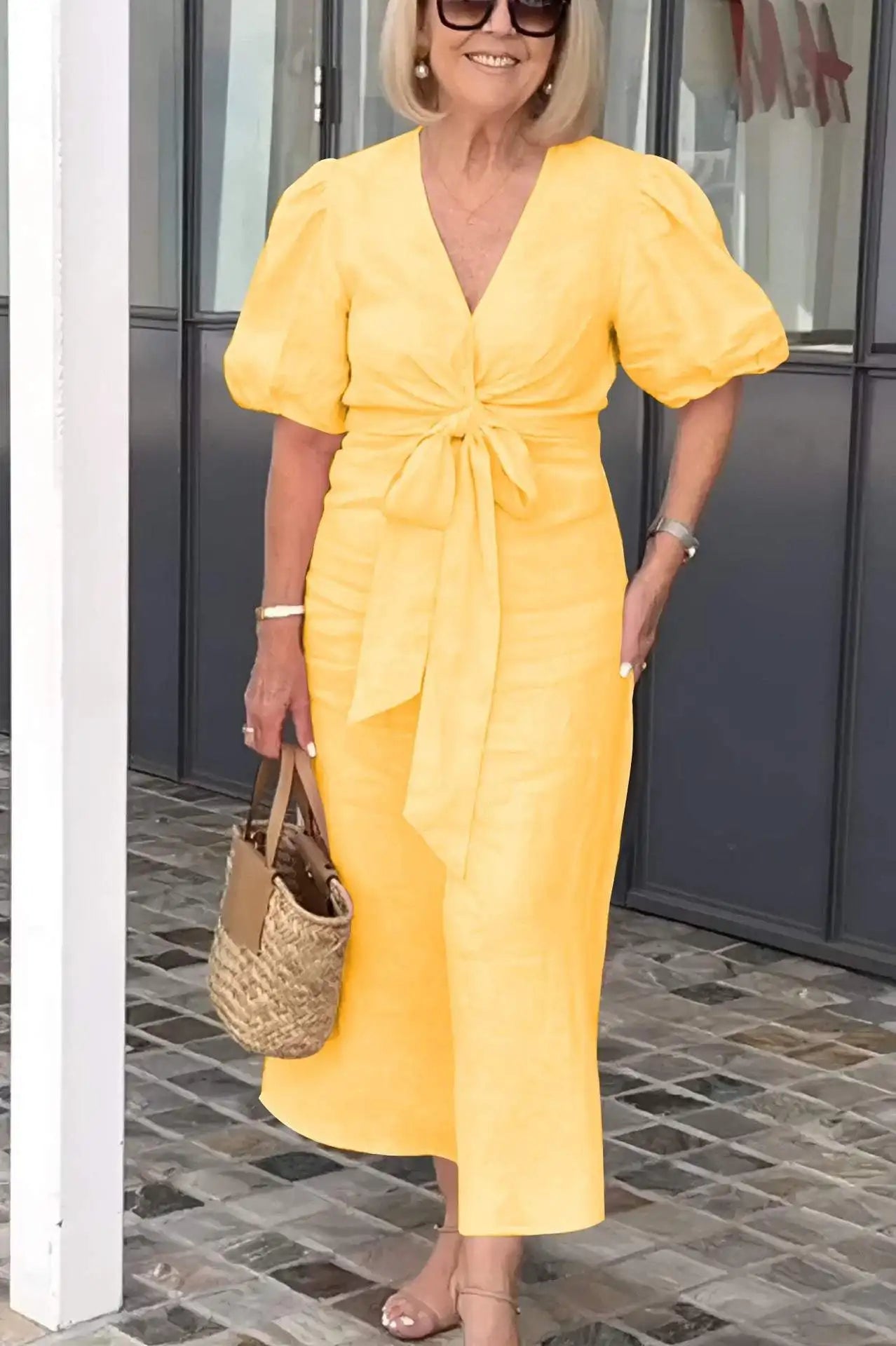 Women's Relaxed Tie Waist Midi Dress