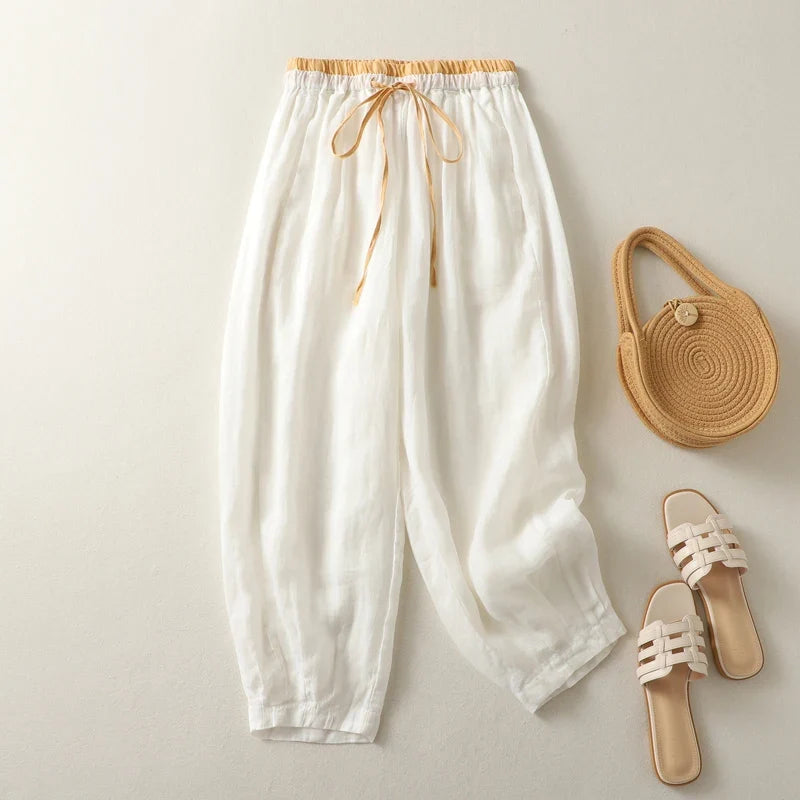 Women's Drawstring Linen Trousers