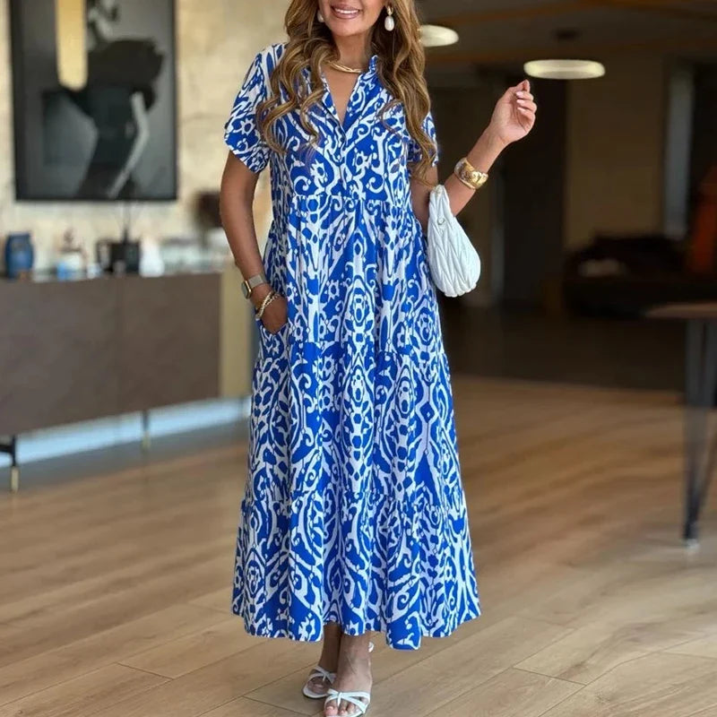 Women's Printed Pocket Maxi Dress