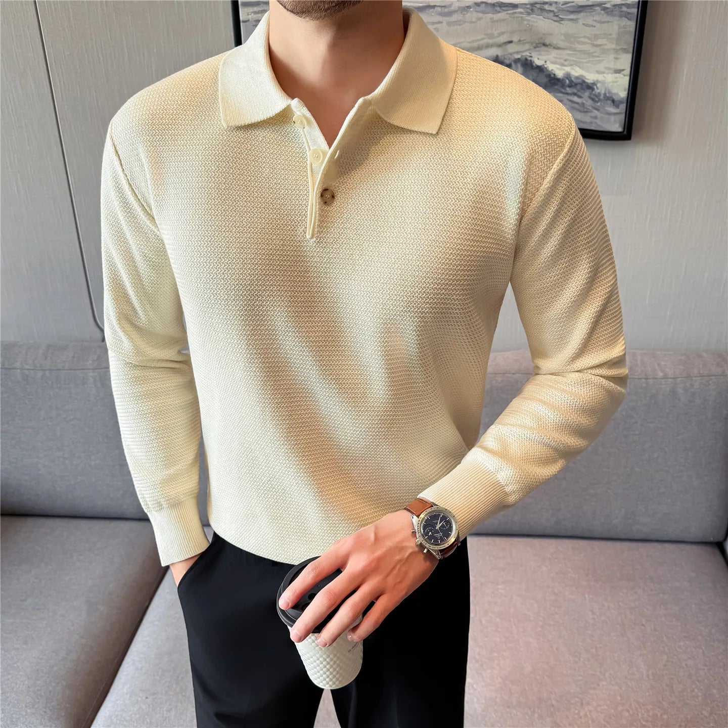 Slim Fit Long-Sleeve Polo Shirt