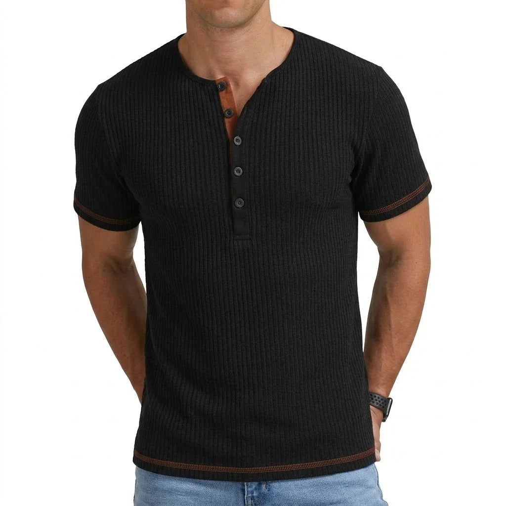 Women's Ribbed Henley T Shirt