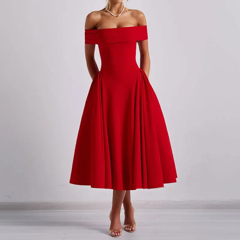 Women's Off Shoulder Wedding Guest Dress
