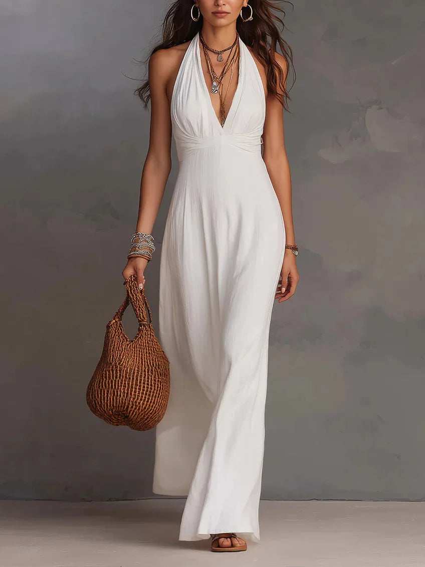 Women's V-Neck Elegant Maxi Dress