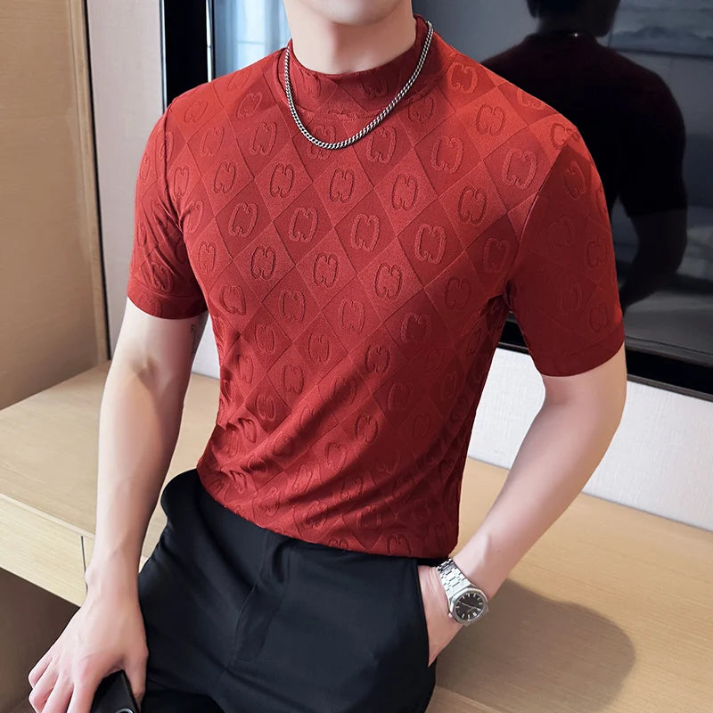 Slim Fit Short-Sleeve Turtleneck T-Shirt