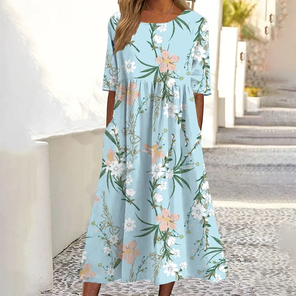 Women's Floral Printed Midi Dress