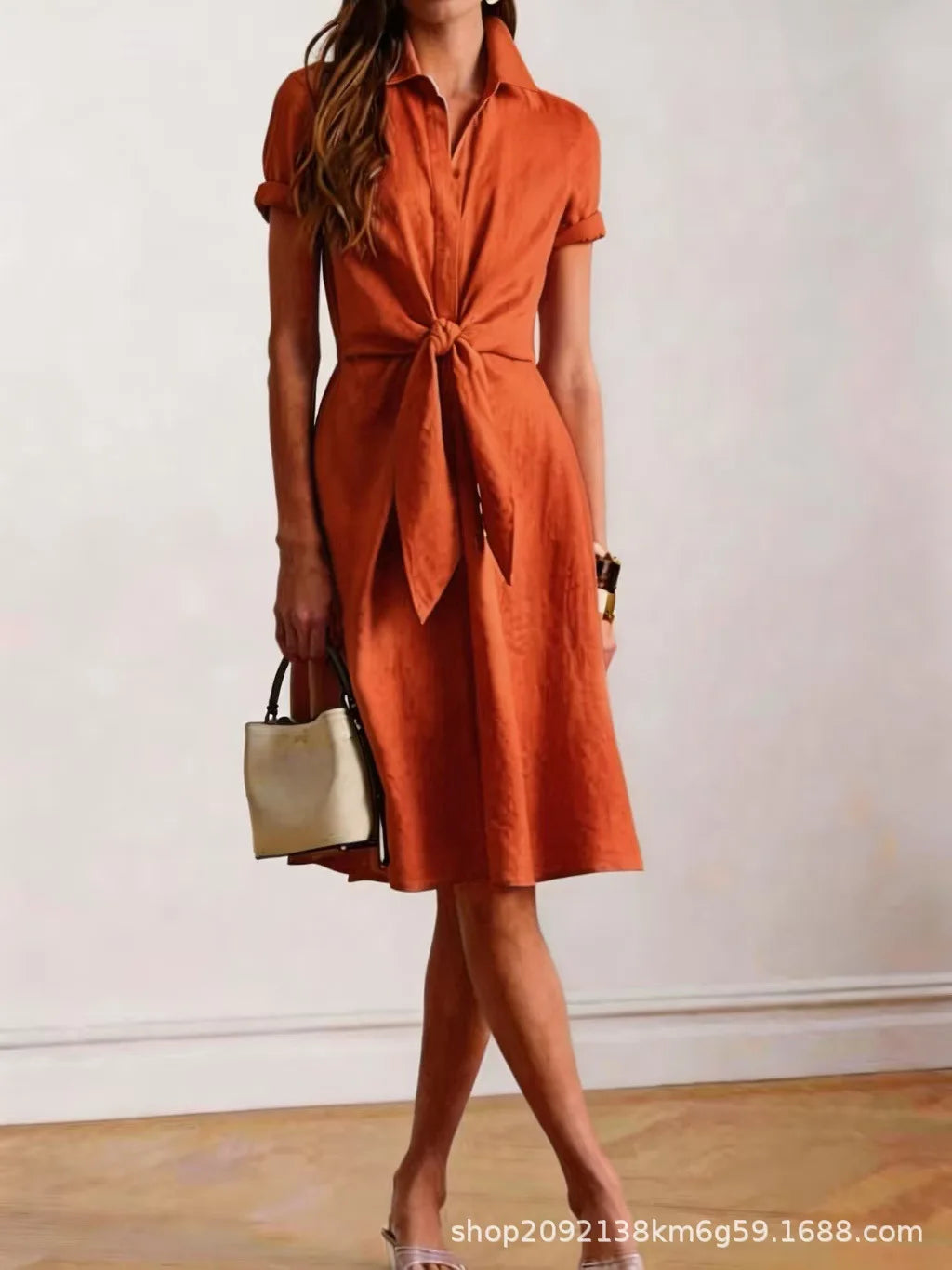 Women's Tie Waist Midi Dress