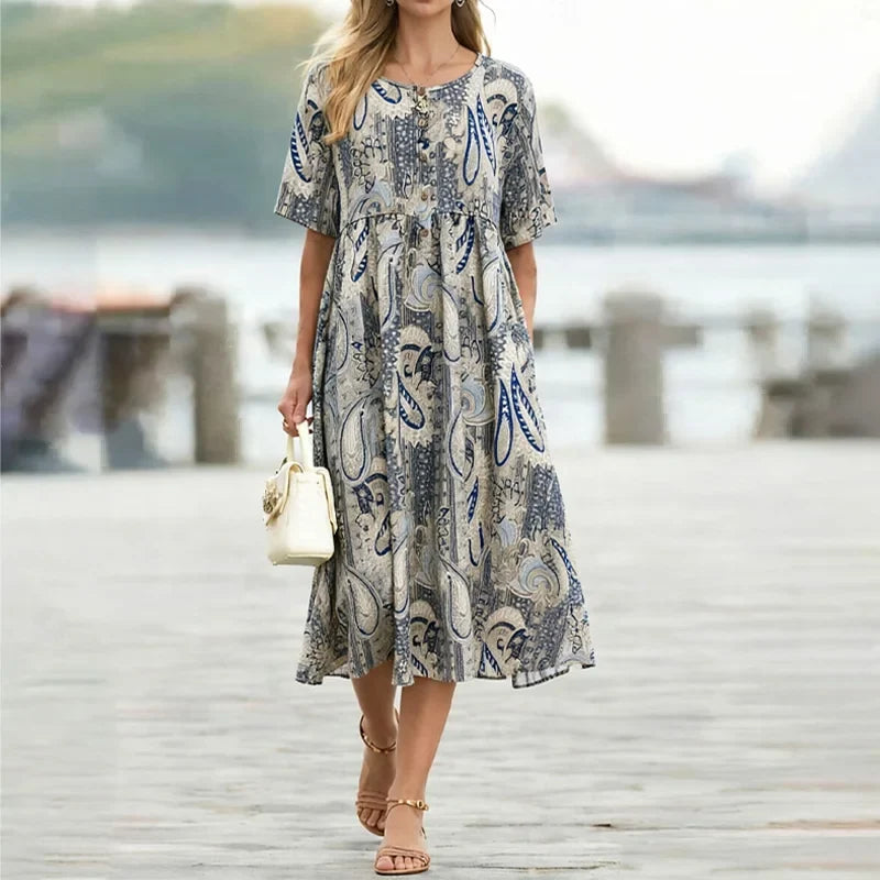 Women's Elegant Floral Midi Dress