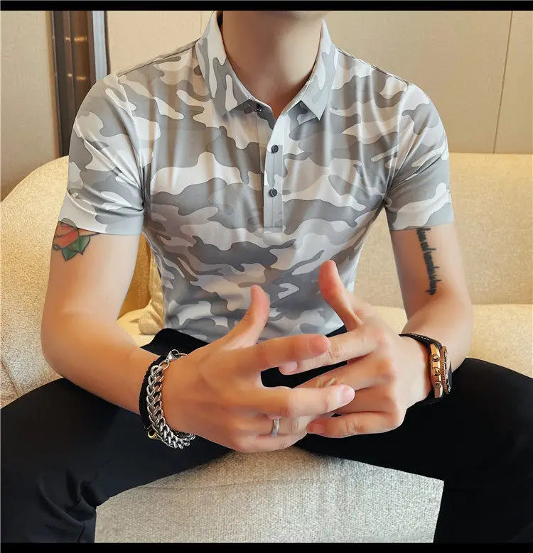 Slim Fit Silk Short-Sleeve Polo Shirt