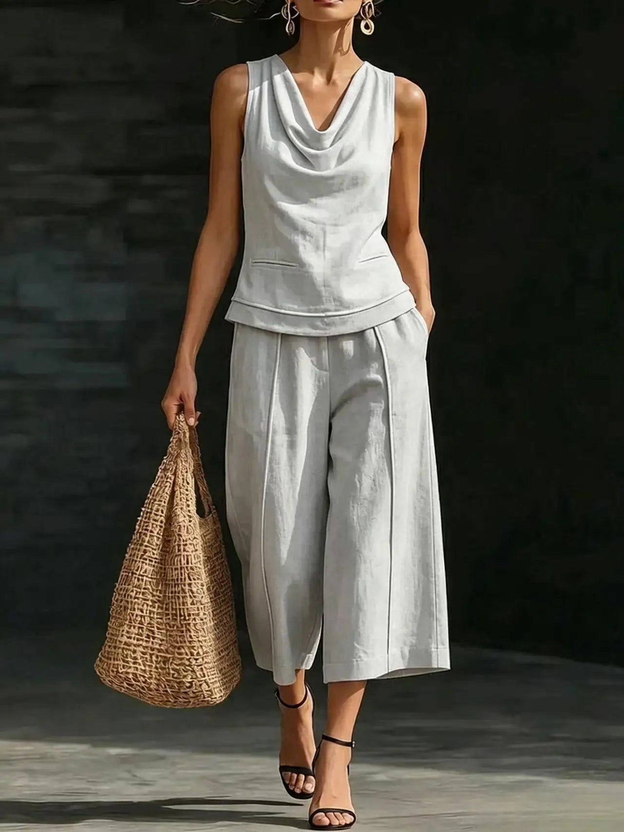 Women's Relaxed Cowl Neck Trouser Set