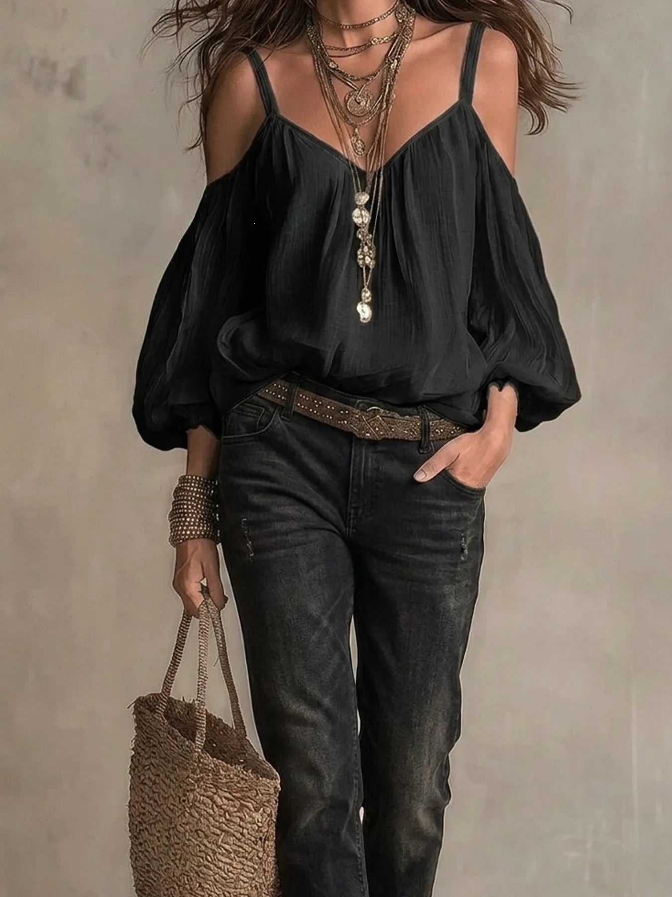 Women's Off Shoulder Boho Blouse