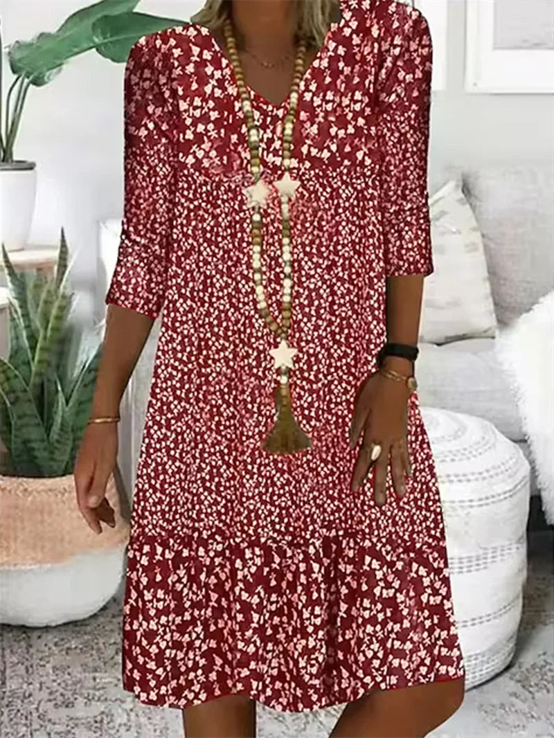 Women's Printed Relaxed Midi Dress