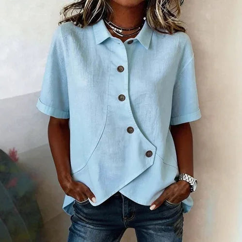 Women's Asymmetrical Button Blouse