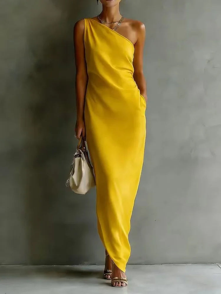 Women's One Shoulder Maxi Dress