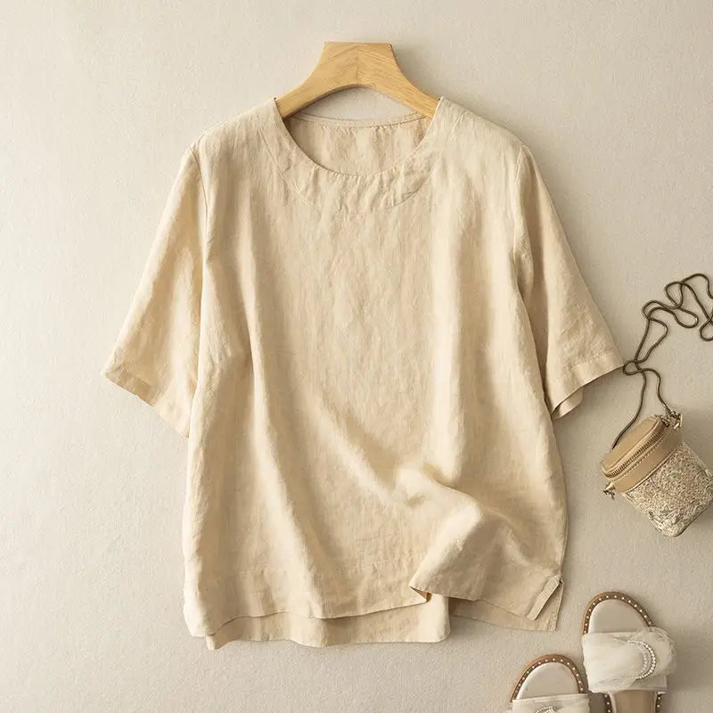 Women's Breathable Linen Blend Summer Blouse