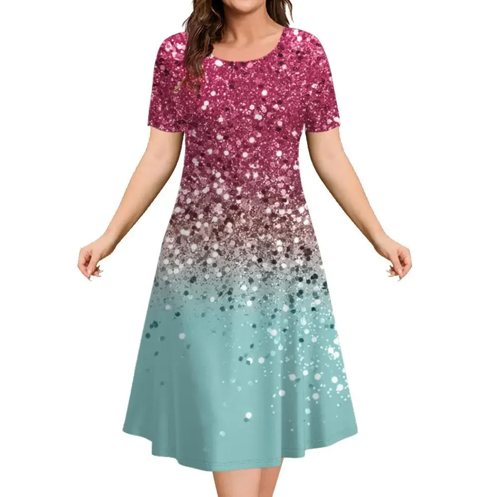 Women's Printed a Line Midi Dress