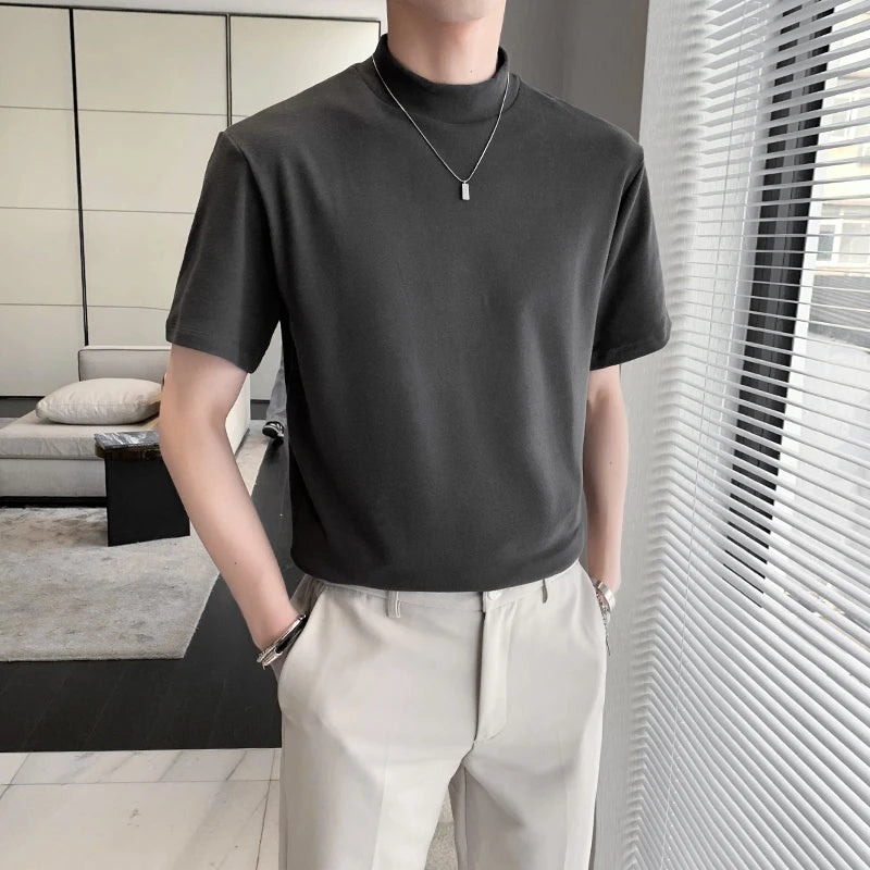 Slim Fit Short-Sleeve Turtleneck T-Shirt