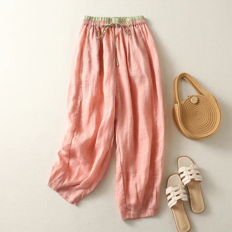 Women's Drawstring Linen Trousers