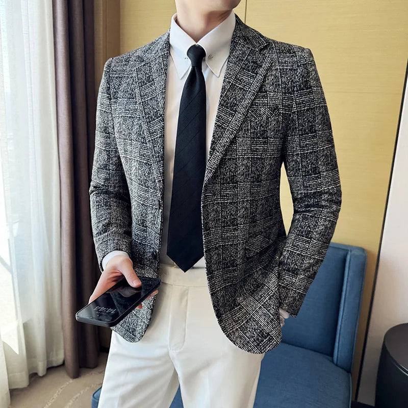Slim Fit Plaid Blazer