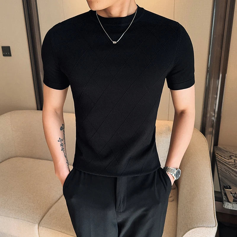 Slim Fit Short-Sleeve Knit Sweater