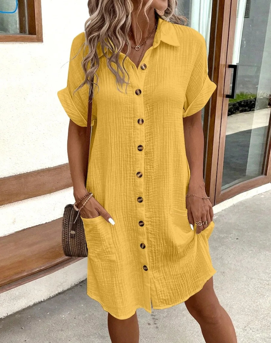 Women's Effortless Short Sleeve Tunic Mini Dress