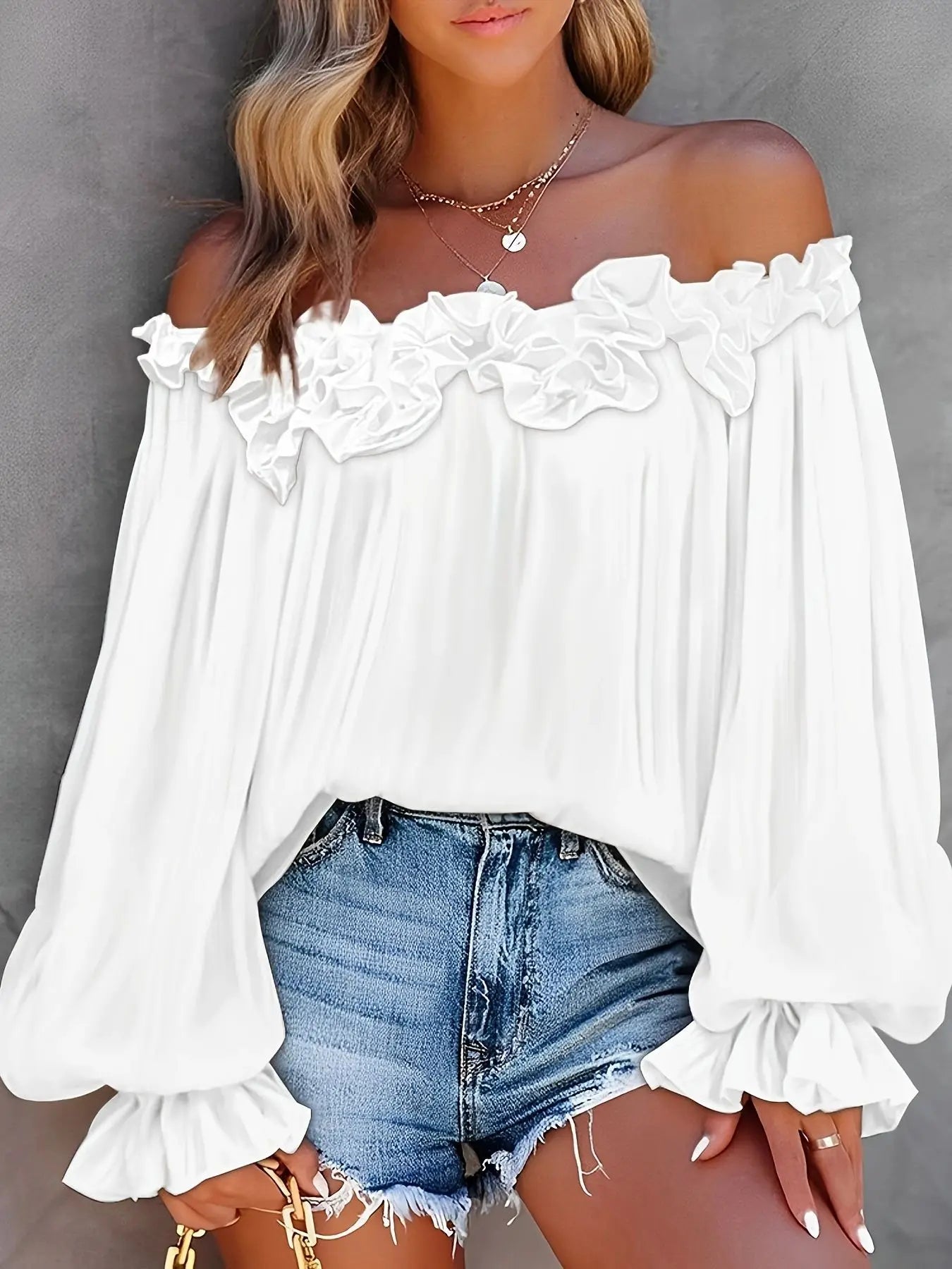 Women's Off Shoulder Ruffle Blouse