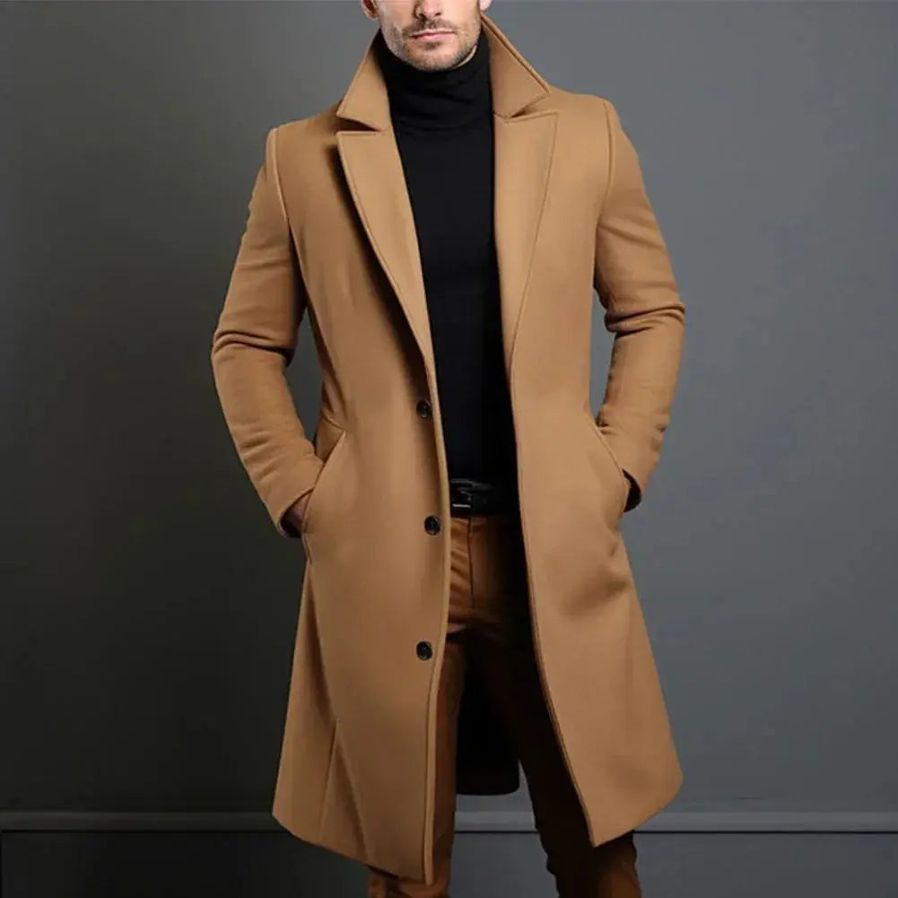 Harrington Oxford | Men's Tailored Wool Overcoat – Classic Long Winter Coat for Smart or Casual Wear
