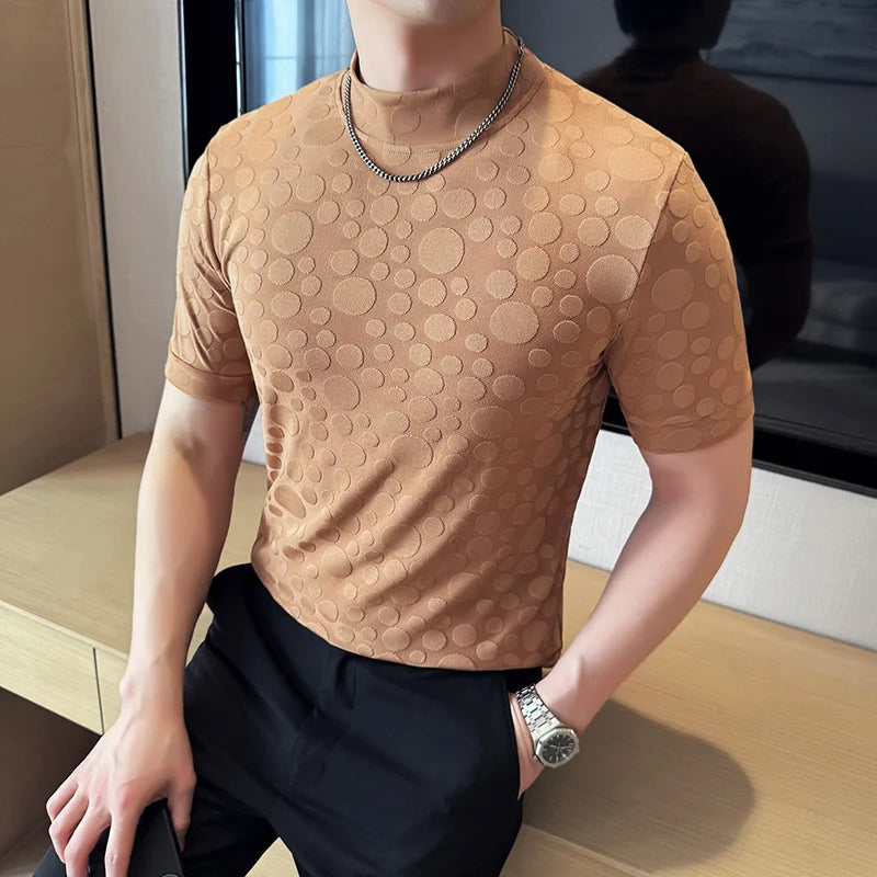 Slim Fit Short-Sleeve Turtleneck T-Shirt