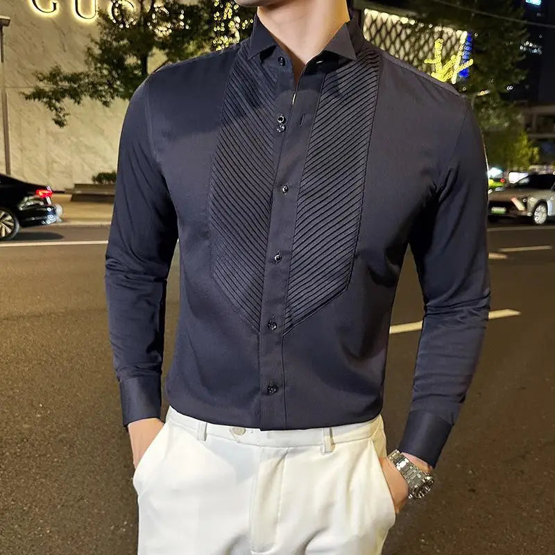 Slim Fit Long-Sleeve Tuxedo Shirt