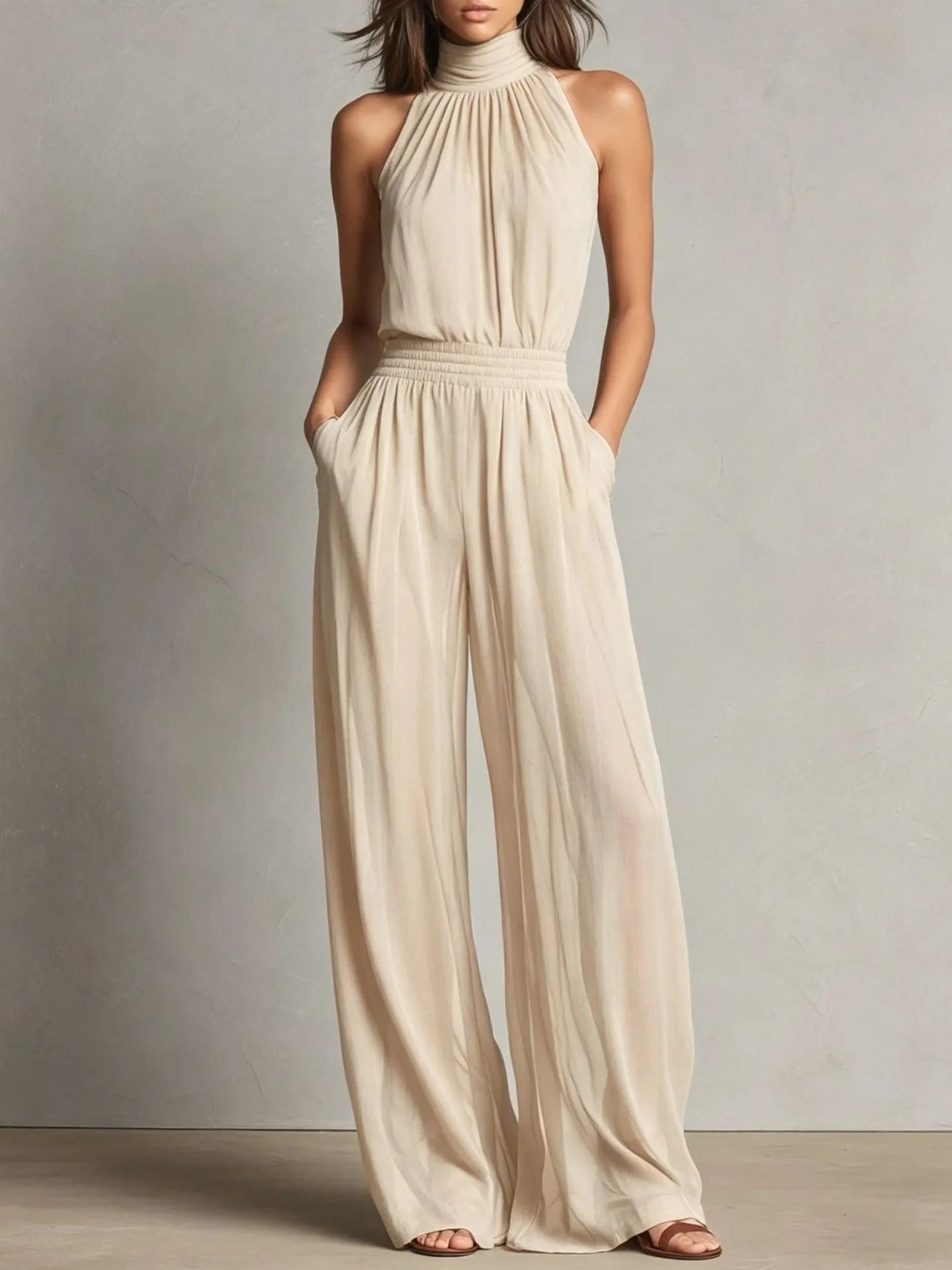 Women's Halter Wide Leg Jumpsuit