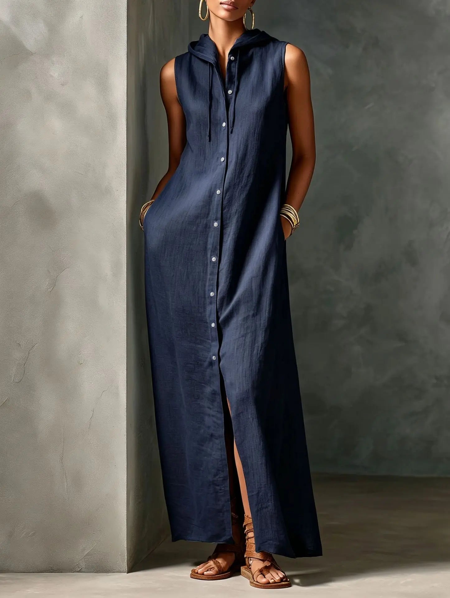 Women's Hooded Relaxed Maxi Dress