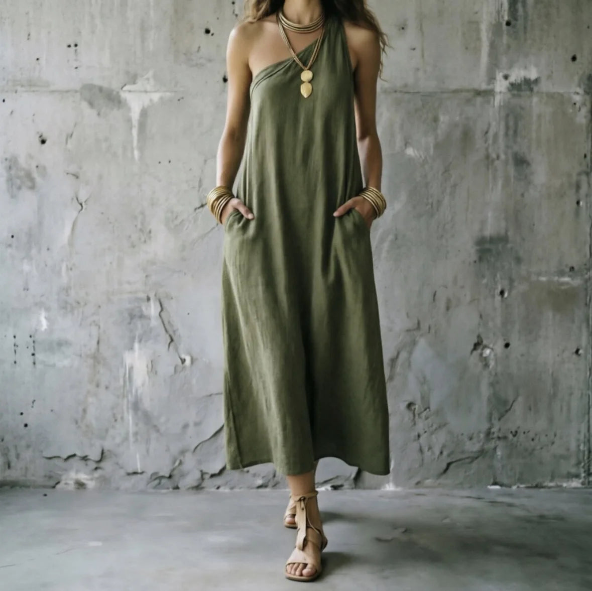 Women's One Shoulder Maxi Dress
