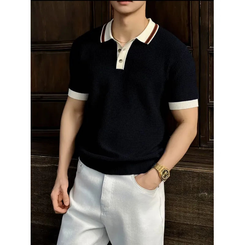 Silk Short-Sleeve Polo Shirt