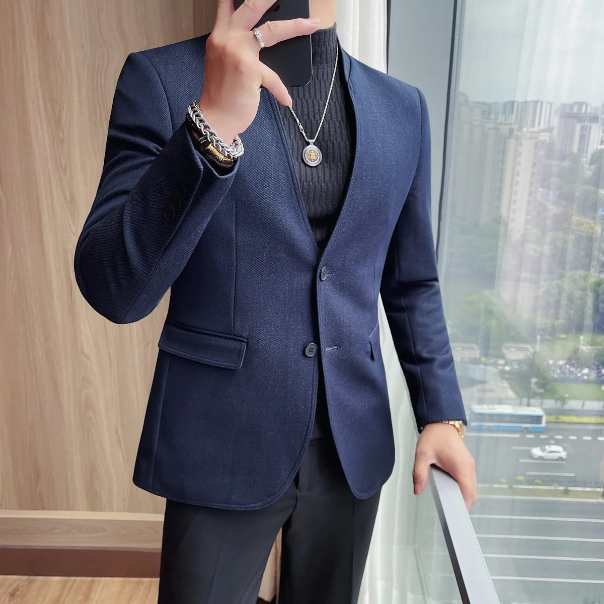 Slim Fit V-Neck Blazer