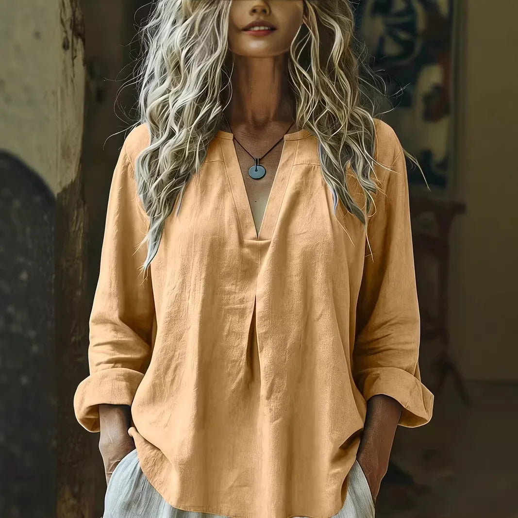 Women's Relaxed V Neck Blouse