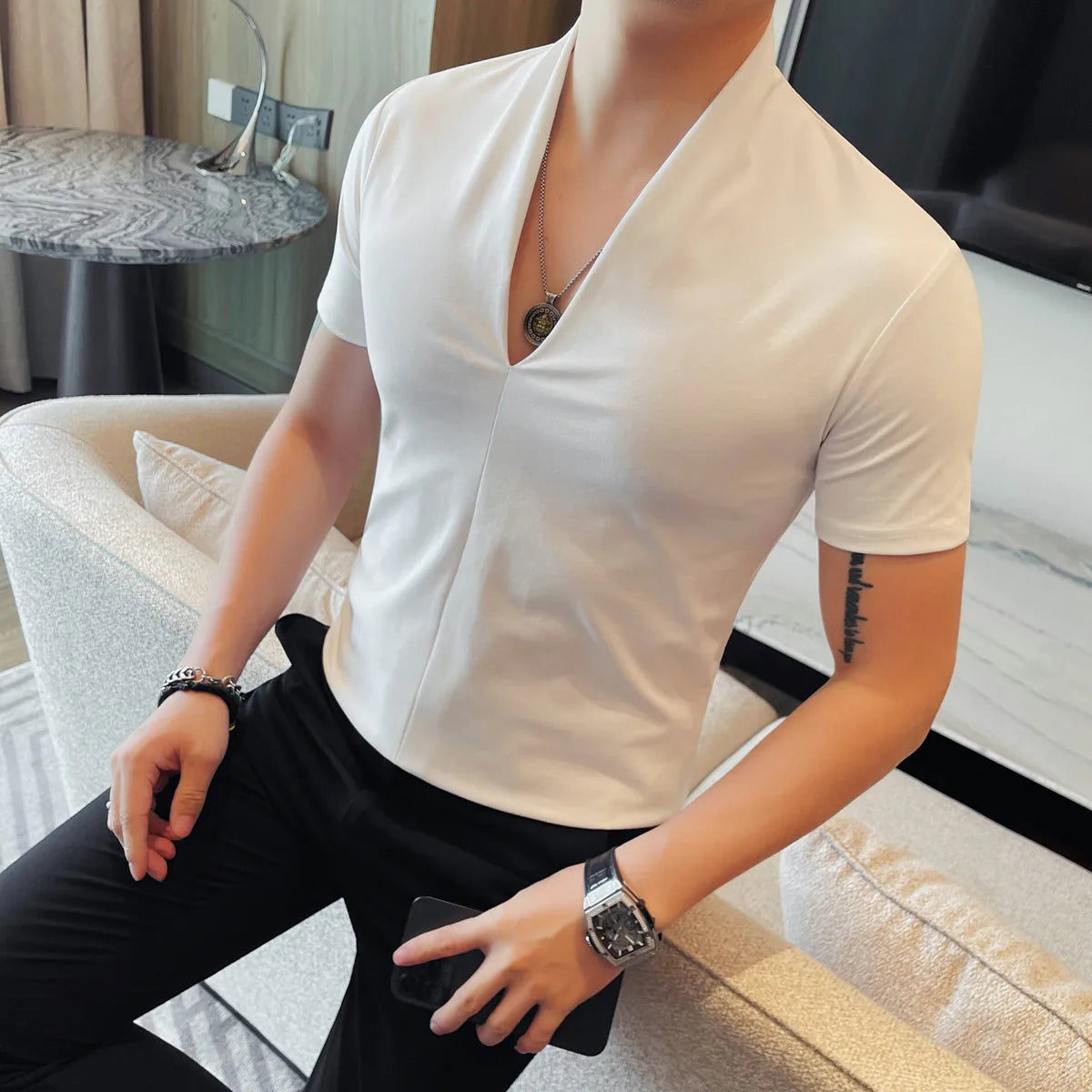 Slim Fit Short-Sleeve V-Neck T-Shirt