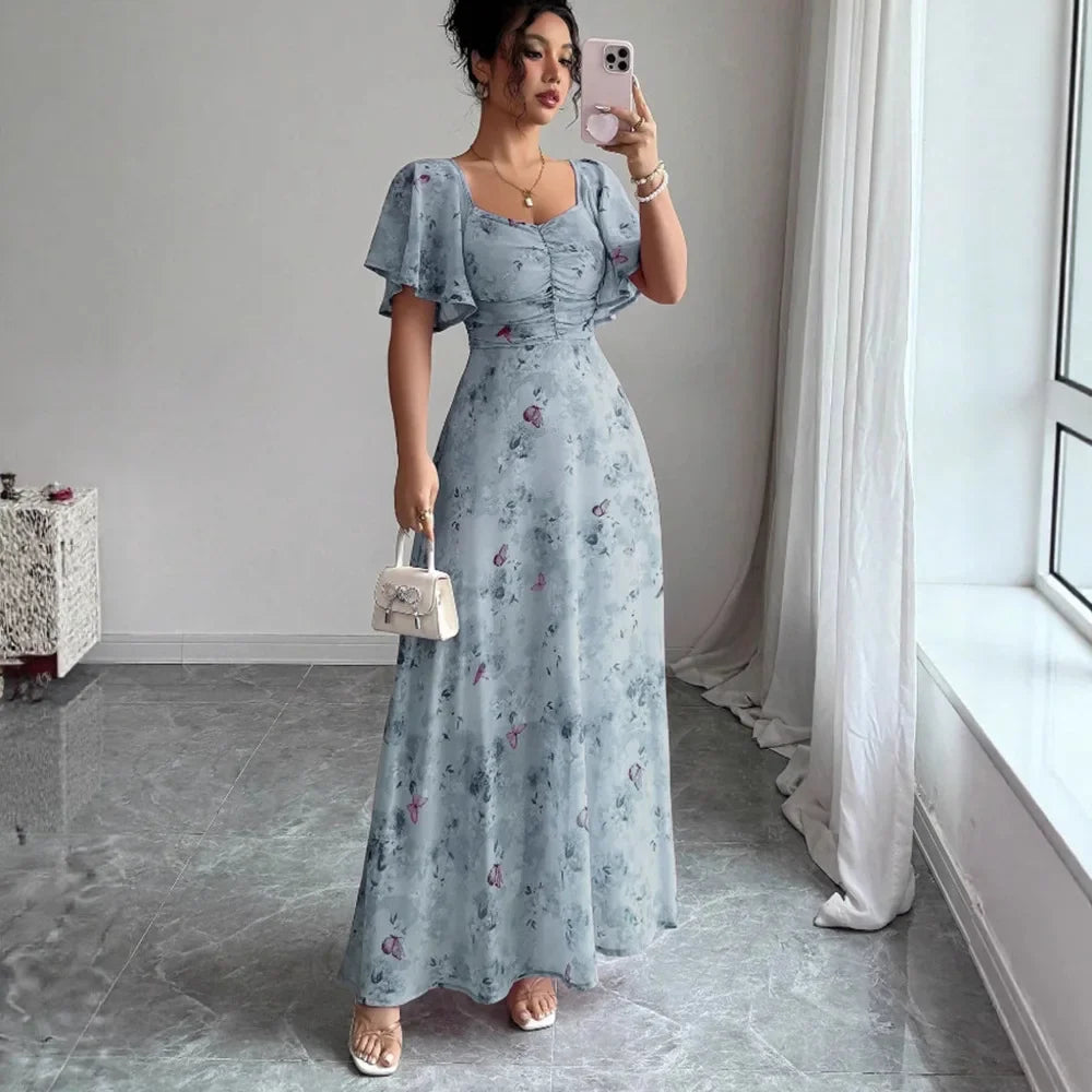 Women's Puff Sleeve Midi Dress